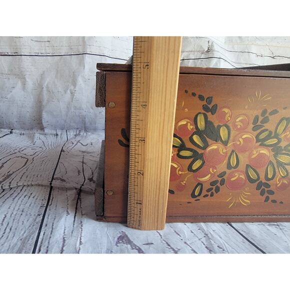 Vintage Hand Painted Wooden Thanksgiving Folk Art Box 8x5.2x5.2in - Picture 11 of 12